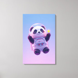 Cute Panda Astronaut Kids Wall Art – Funny Space Canvastryck