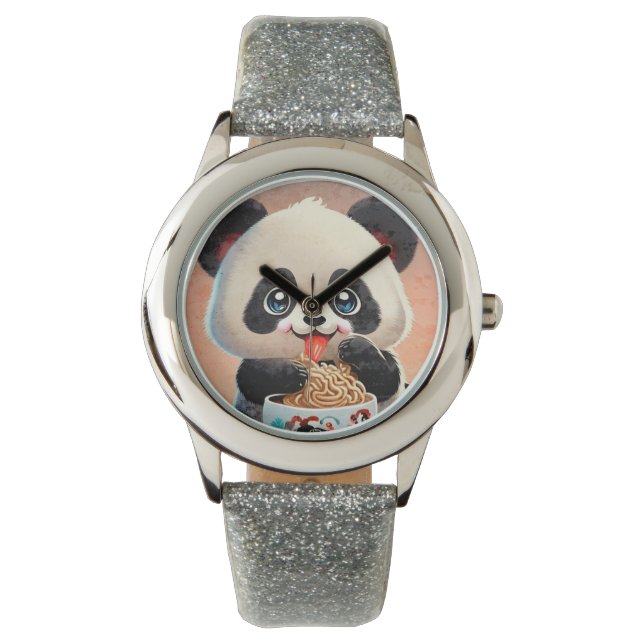 Cute Panda ätande Ramen Armbandsur (Framsida)