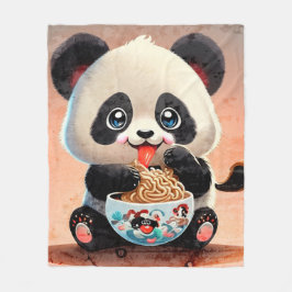 Cute Panda ätande Ramen Fleecefilt