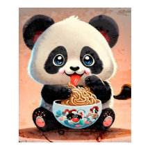 Cute Panda ätande Ramen