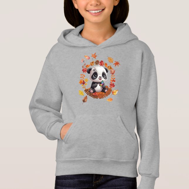 Cute Panda “Ausome Autumn” – Fall Autism Awerness T Shirt (Framsida)