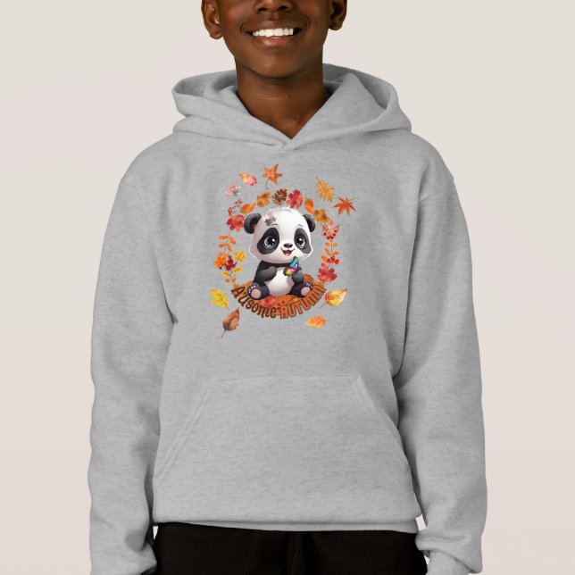 Cute Panda “Ausome Autumn” – Fall Autism Awerness T Shirt (Framsida)