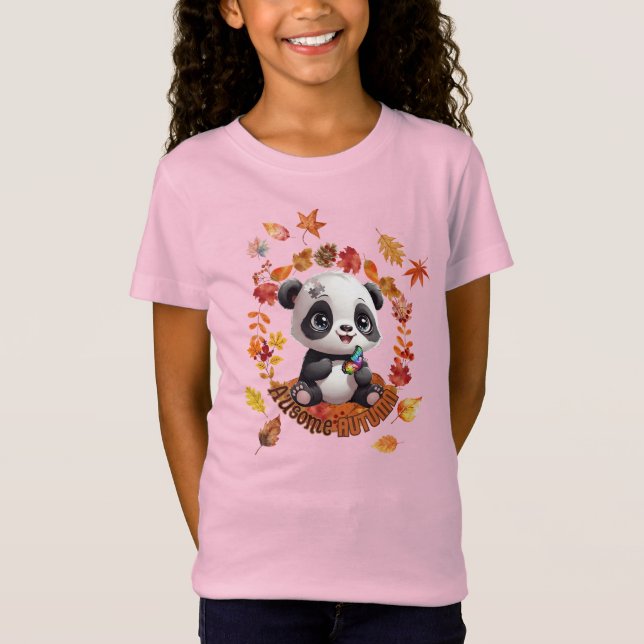 Cute Panda “Ausome Autumn” – Fall Autism Awerness T Shirt (Framsida)