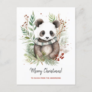 Cute Panda Baby Rustic julbotanicals Vykort