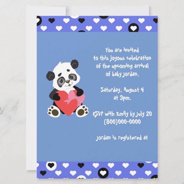 Cute Panda Baby Shower Blue Inbjudningar (Framsida)