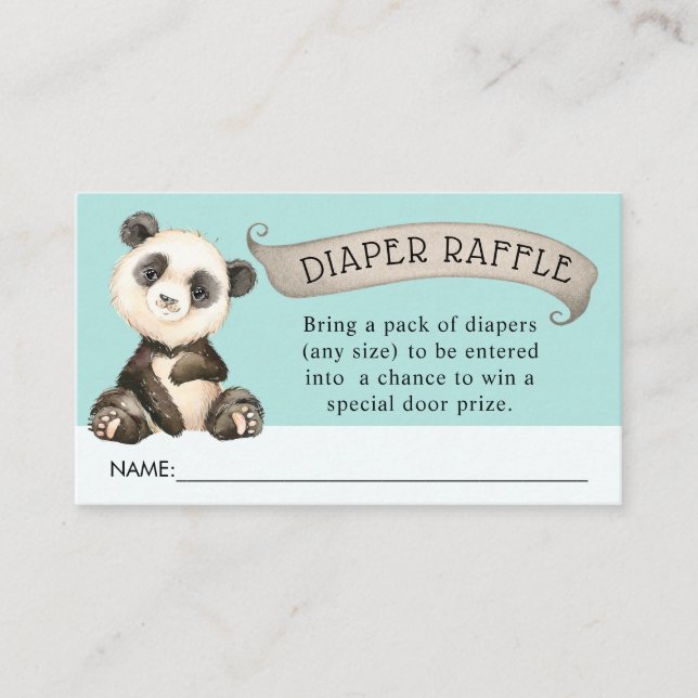 Cute Panda Baby Shower Diaper Raffle Tilläggskort (Framsida)