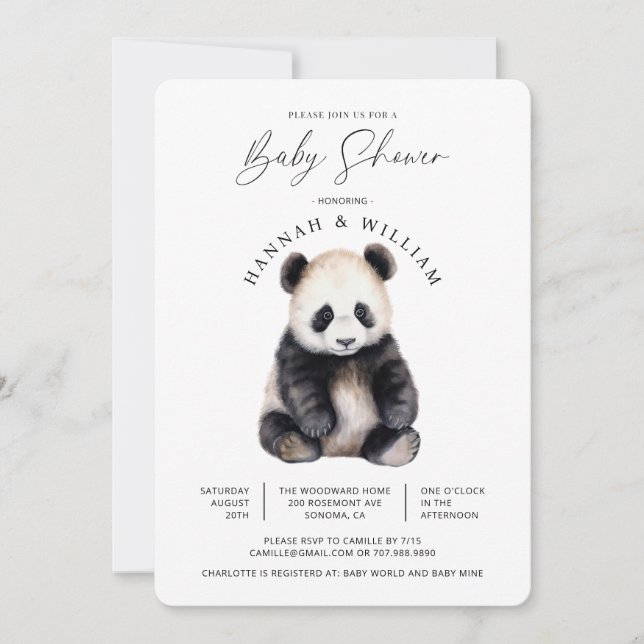 Cute Panda Baby Shower Gender Neutral Inbjudningar (Framsida)