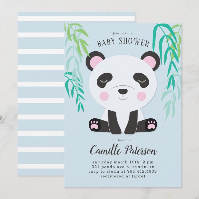 Cute Panda Baby Shower Inbjudningar (Fram/baksida)