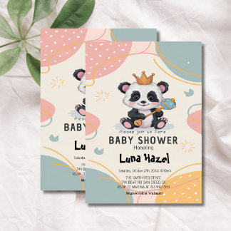 Cute Panda Baby Shower Inbjudningar