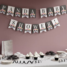 Cute Panda Baby Shower Party Bunting Flaggor
