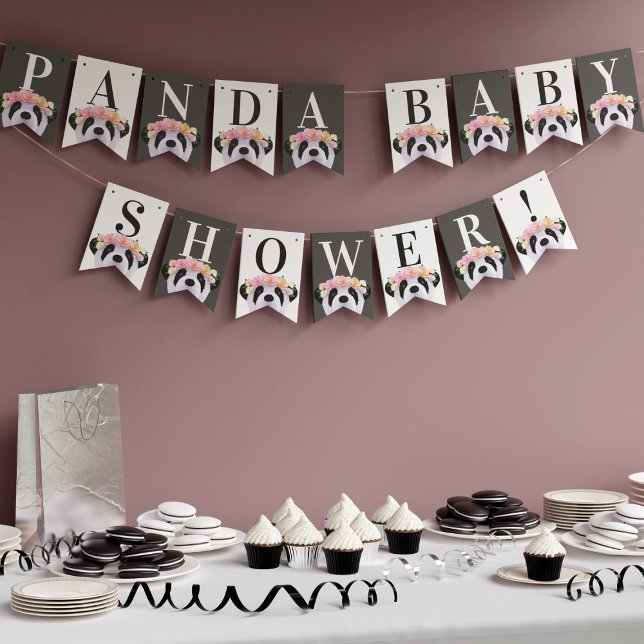 Cute Panda Baby Shower Party Bunting Flaggor (Skapare uppladdad)