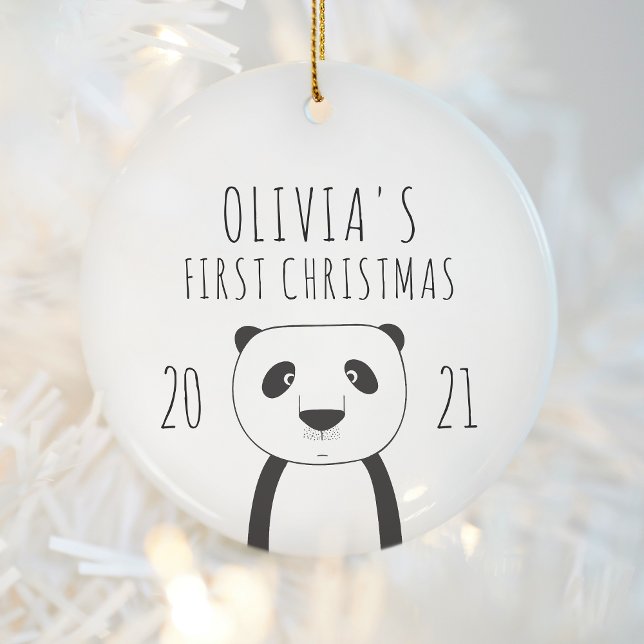 Cute Panda Babys Black White - jul Julgransprydnad Keramik (Skapare uppladdad)