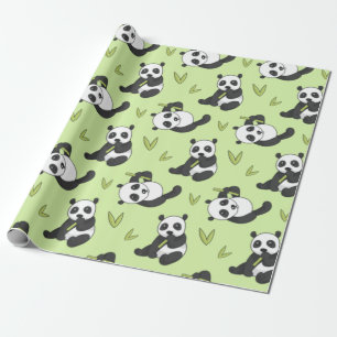 Cute Panda bamboo Animal Mönster Gift Cute, somma Presentpapper