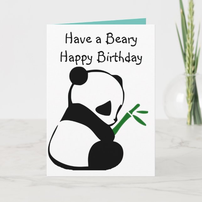 Cute Panda bamboo-födelsedagen Kort (Framsida)