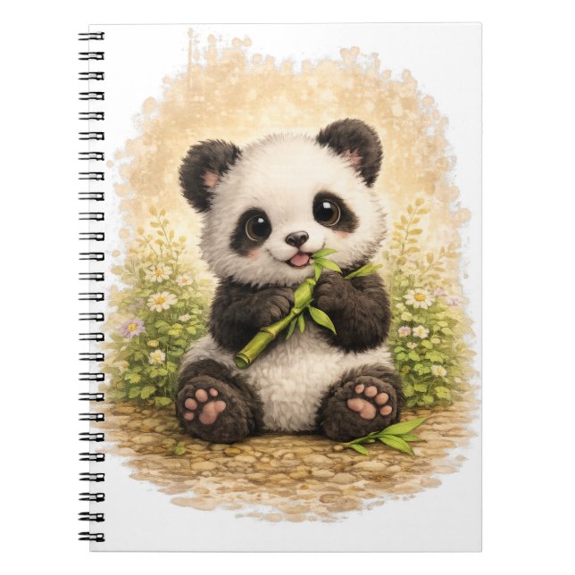 Cute Panda Bamboo Spiral Notebook Kawaii Anteckningsbok (Framsidan)