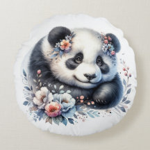 Cute Panda Bear and Flowers