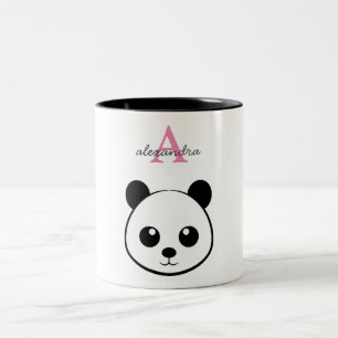 Cute Panda Bear Anpassningsbar Monogram 2-ton Två-Tonad Mugg