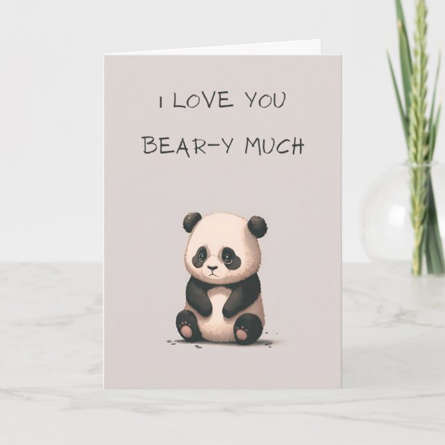 Cute Panda Bear-årsdagen eller Valentine Card Tack Kort (Framsida)