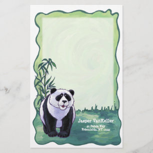 Cute Panda Bear Art Personal Stationage Brevpapper