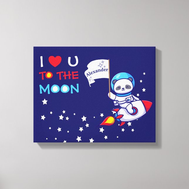Cute Panda Bear Astronaut på Rocket Frakt Kids Canvastryck (Framsida)