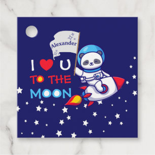 Cute Panda Bear Astronaut på Rocket Frakt Kids Gåvor Etiketter