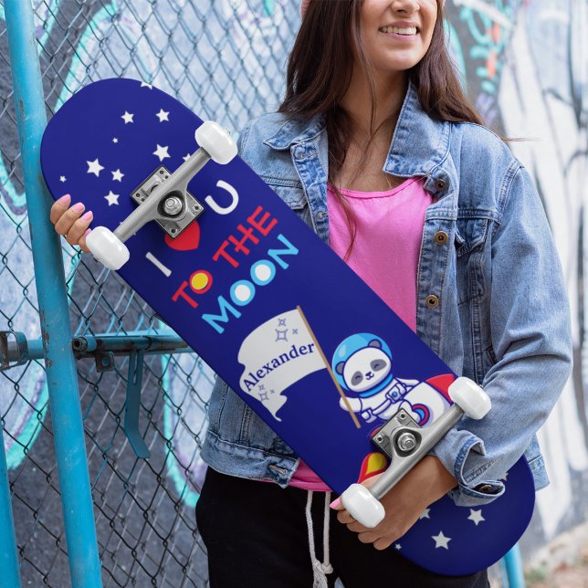 Cute Panda Bear Astronaut på Rocket Frakt Kids Mini Skateboard Bräda 18,5 Cm (Skapare uppladdad)