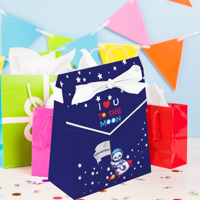 Cute Panda Bear Astronaut på Rocket Frakt Kids Presentaskar (Skapare uppladdad)