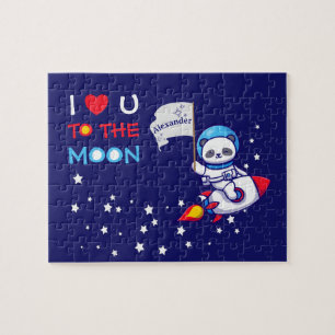 Cute Panda Bear Astronaut på Rocket Frakt Kids Pussel