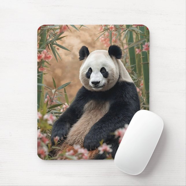 Cute Panda Bear Bamboo Art Musmatta (Med mus)
