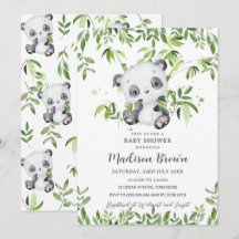 Cute Panda Bear Bamboo Greenery Baby Shower