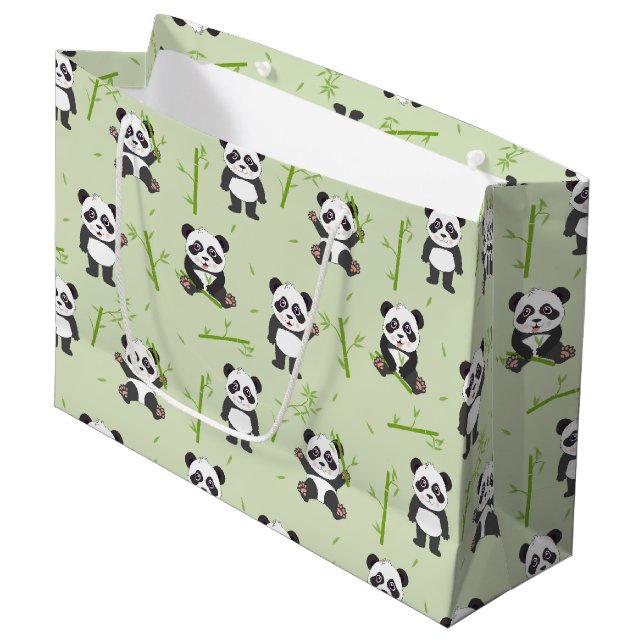 Cute Panda Bear Bamboo Kawaii Animals Pattern (Framsidan Vinklad)