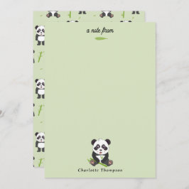 Cute Panda Bear Bamboo Kawaii Animals Pattern Anteckningskort