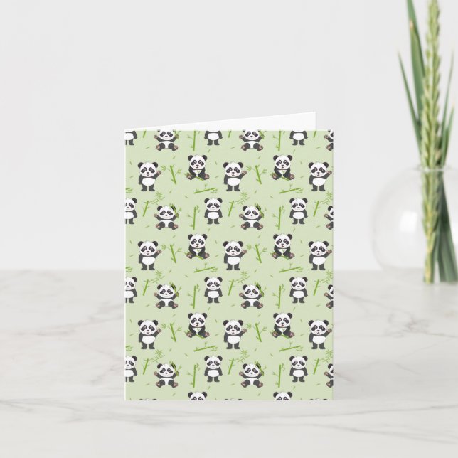 Cute Panda Bear Bamboo Kawaii Animals Pattern Kort (Framsida)