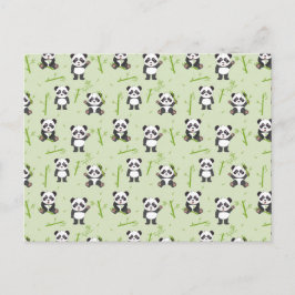 Cute Panda Bear Bamboo Kawaii Animals Pattern Vykort