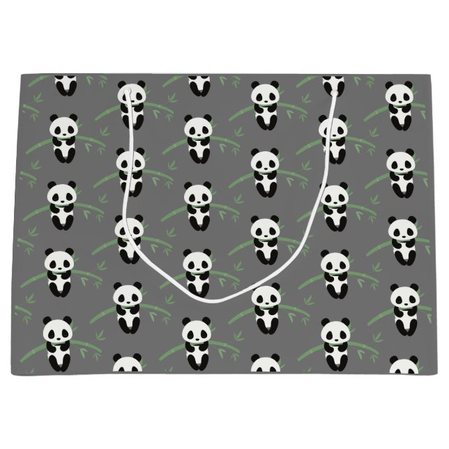 Cute Panda Bear Bamboo Mönster Grått (Framsidan)