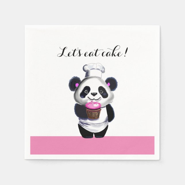 Cute Panda Bear Birthday Pappersservett (Framsidan)