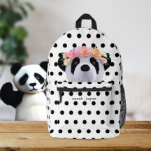 Cute Panda Bear Black and White Polka Dot-ryggsäck