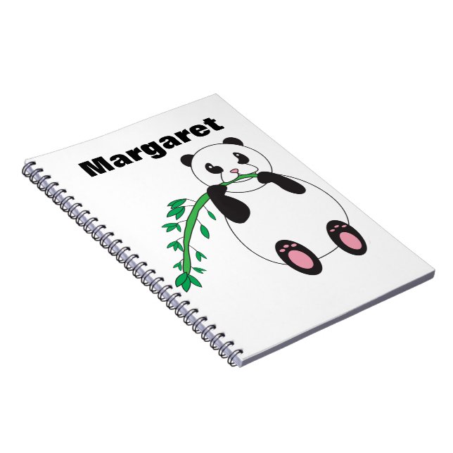 Cute Panda Bear Eating Bamboo Personalize Anteckningsbok (Högra Sidan)