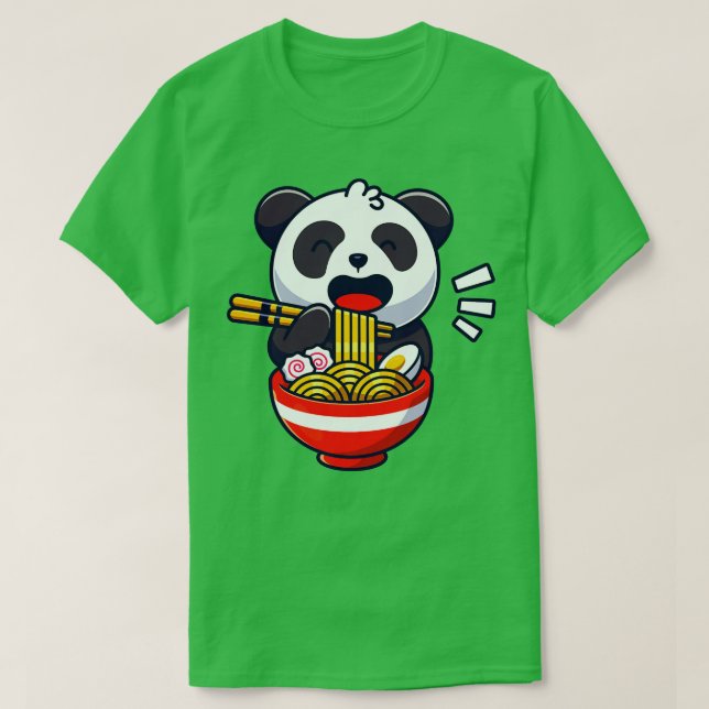 Cute Panda Bear Eats Ramen Noodle Soppa T Shirt (Design framsida)