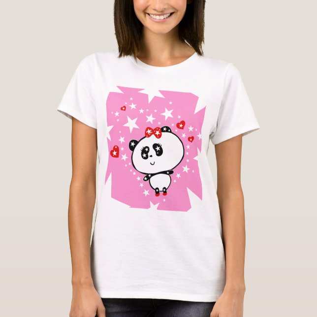 Cute Panda Bear Flicka Kawaii Art av LeahG T Shirt (Framsida)