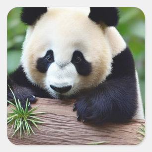 Cute Panda Bear Fyrkantigt Klistermärke