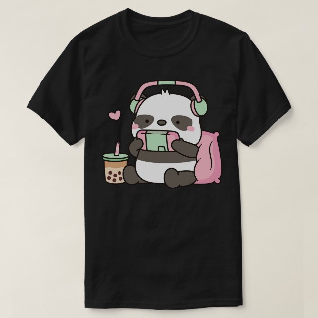 Cute Panda Bear Gamer T Shirt (Design framsida)