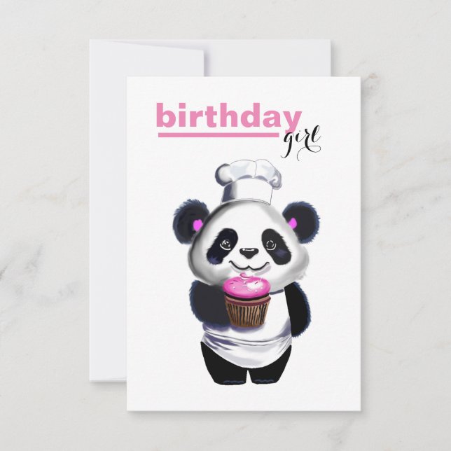 Cute Panda Bear Girl's Birthday bjudande Inbjudningar (Framsida)