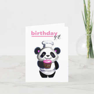 Cute Panda Bear Girl's Birthday Helgkort