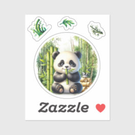 Cute Panda Bear i Bamboo-skogen Klistermärken