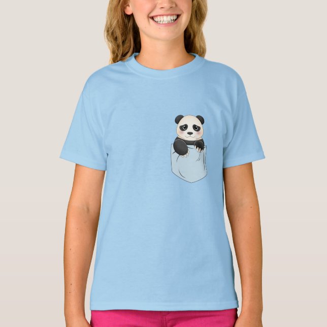 Cute Panda Bear i fickan T Shirt (Framsida)