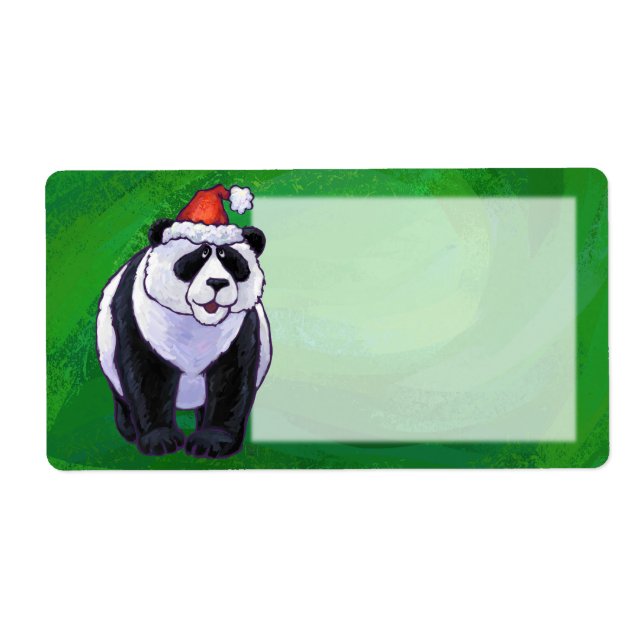 Cute Panda Bear i Santa Hat på Grönt Fraktsedel (Framsidan)