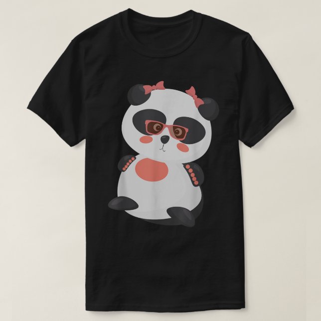 Cute Panda Bear In Sunglasses  T Shirt (Design framsida)
