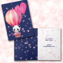Cute Panda Bear Kärlek i Luft Valentine Card