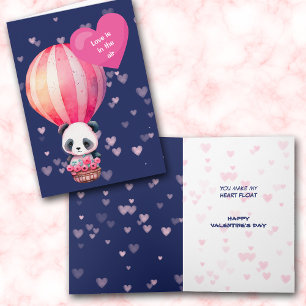 Cute Panda Bear Kärlek i Luft Valentine Card Helgkort